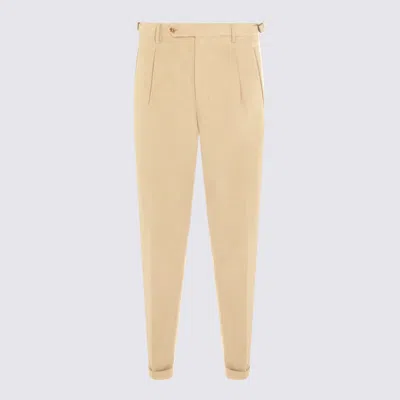 Berwich Beige Cotton Pants In Brown