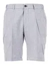 Berwich Light Blue Striped Tailored Shorts In Blue