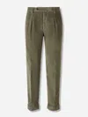 Berwich Pleated Corduroy Trousers In Green