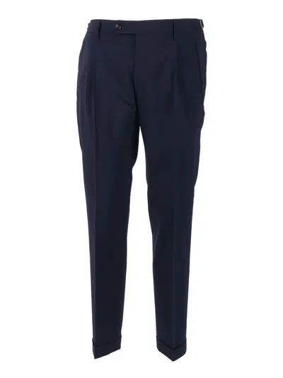 Berwich Blue Tailored Cuffed Straight-leg Pants In Black