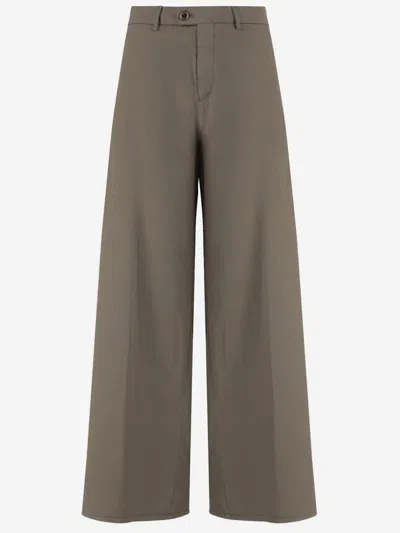 Berwich Brown Stretch Cotton Silk Pants In Gray