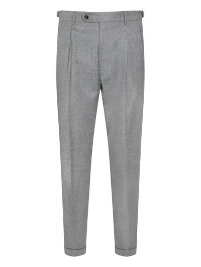 Berwich Button-fastening Pleated Trousers In Gray