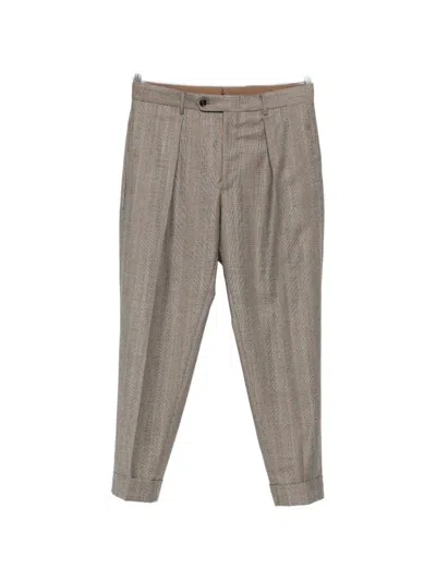 Berwich Check-pattern Pleated Trousers In Brown