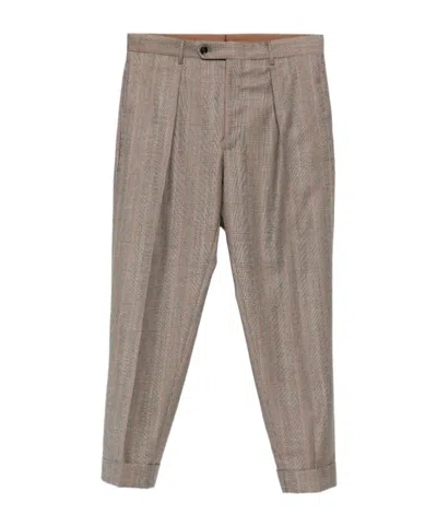 Berwich Check-pattern Pleated Trousers In Neutral