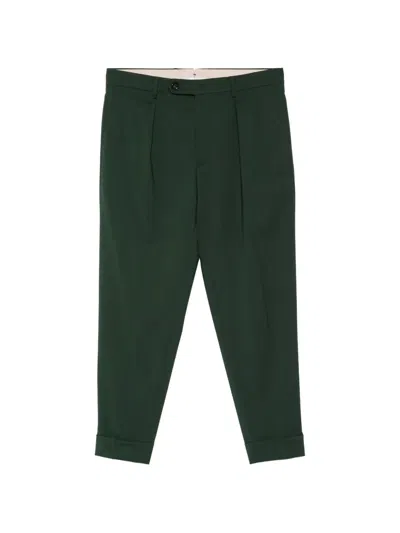 Berwich Chiaia Cuffed Pleated Trousers In Green