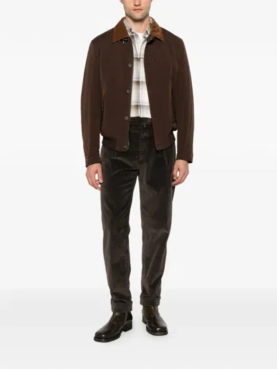 Berwich Chiaia Gd Pleated Corduroy Trousers In Brown