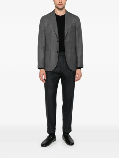 Berwich Chiaia Houndstooth-pattern Pleated Trousers In Black