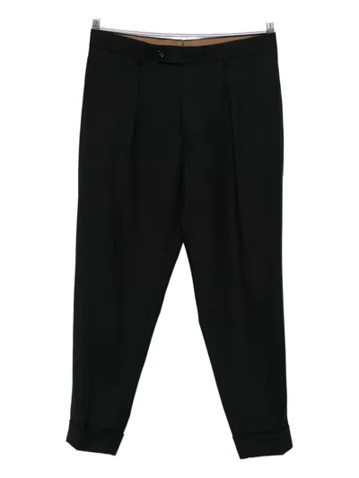 Berwich Chiaia Pleated Cuffed Trousers In Black