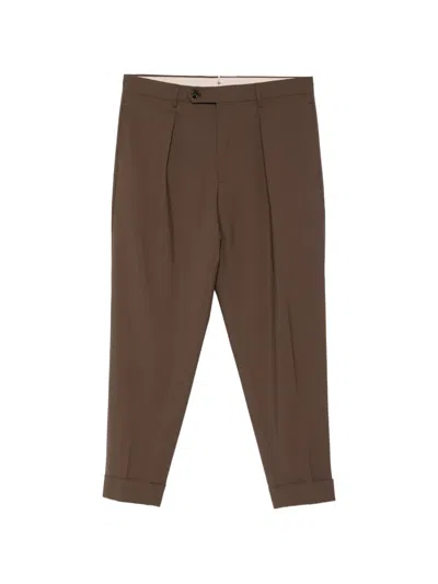 Berwich Chiaia Pleated Cuffed Trousers In Brown