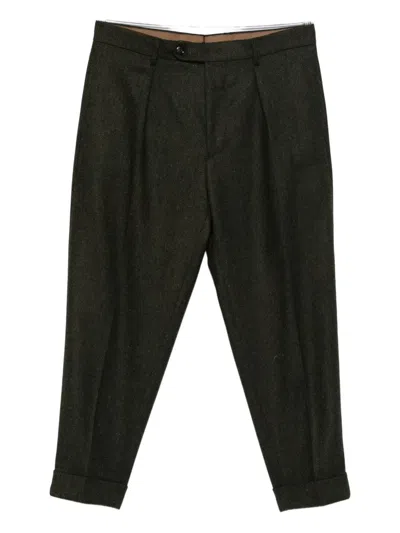 Berwich Chiaia Pleated Cuffed Trousers In Green