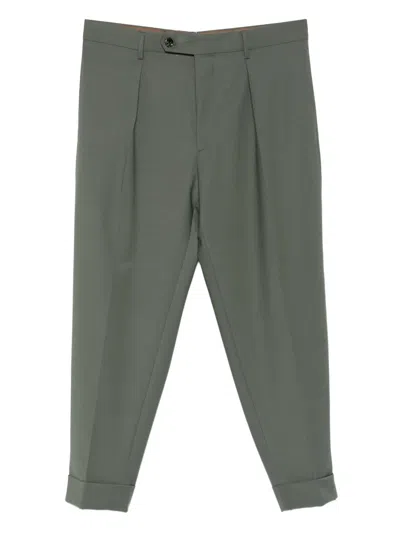 Berwich Chiaia Pleated Cuffed Trousers In Green