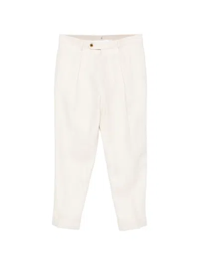 Berwich Chiaia Pleated Ecru Trousers In Neutral