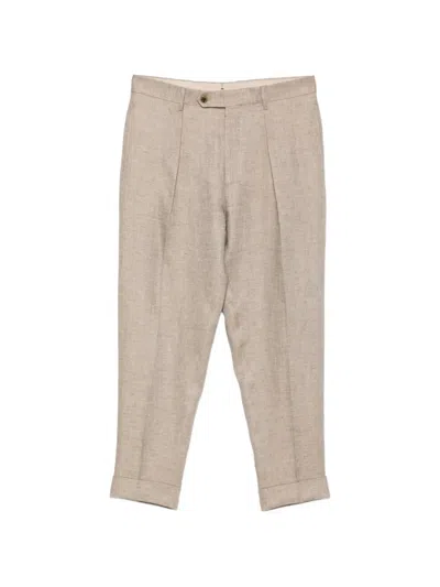 Berwich Chiaia Pleated Turn-up Trousers In Neutral