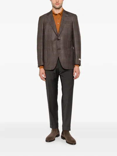 Berwich Chiaia Pleated-waistband Turn-up Trousers In Brown
