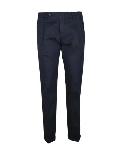 Berwich Cotton Lycra Stretch Trousers With Versatile Design In Blue