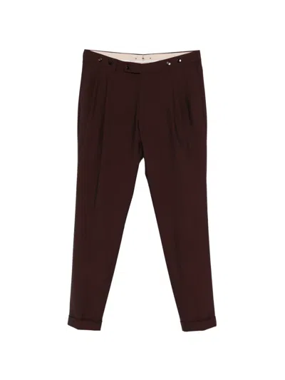 Berwich Cuffed Pleated Trousers In Brown