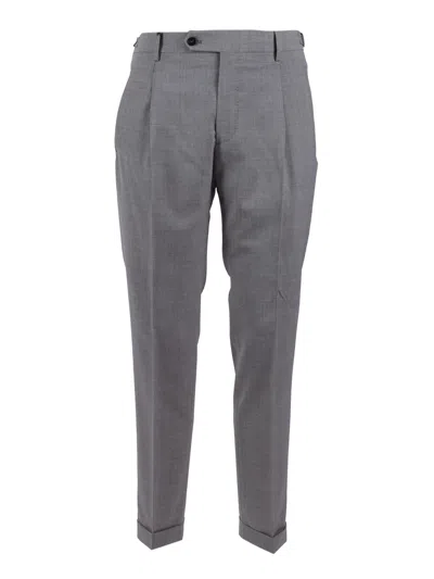 Berwich Grey Cuffed Tailored Tapered Straight-leg Pants In Gray