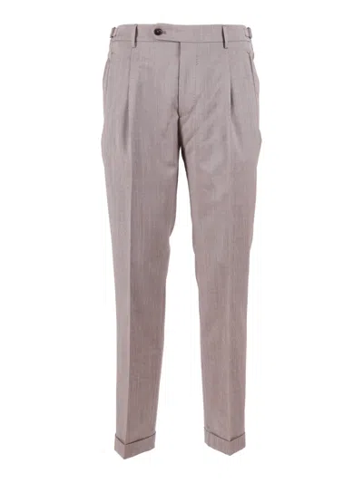 Berwich Grey Tailored Pleated Tapered Straight-leg Pants In Neutral