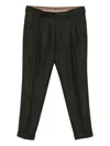 Berwich Herringbone Pattern Relaxed Fit Pants In Green