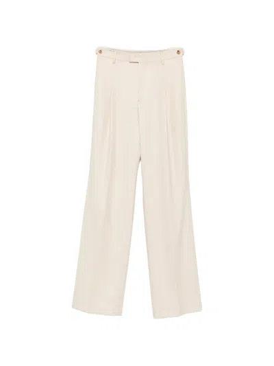 Berwich Herringbone Pleated Trousers In Neutral