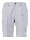 Berwich Light Blue Striped Tailored Shorts In Gray