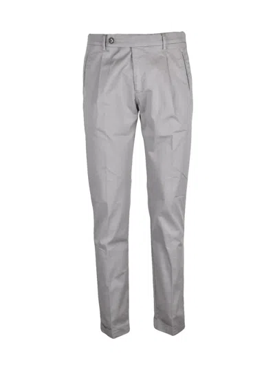 Berwich Light Grey Cotton Stretch Trousers With Modern Slim Fit In Gray