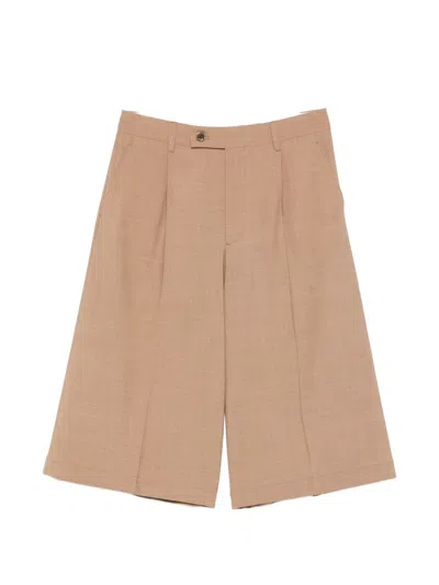 Berwich Linda Pleated Shorts In Neutral