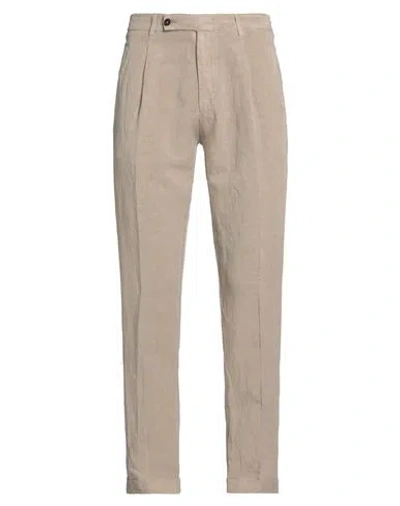 Berwich Man Pants Beige Size 36 Lyocell, Linen In Gray