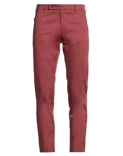 Berwich Man Pants Brick Size 34 Cotton, Elastane In Red