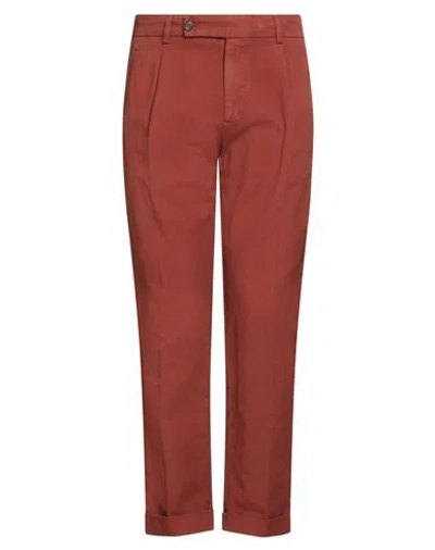 Berwich Man Pants Brick Size 34 Cotton, Linen In Multi