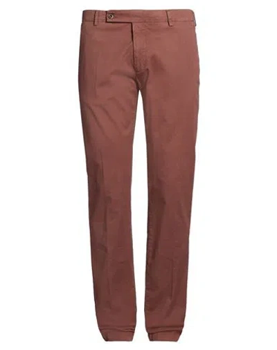 Berwich Man Pants Brick Size 36 Cotton, Elastane In Red