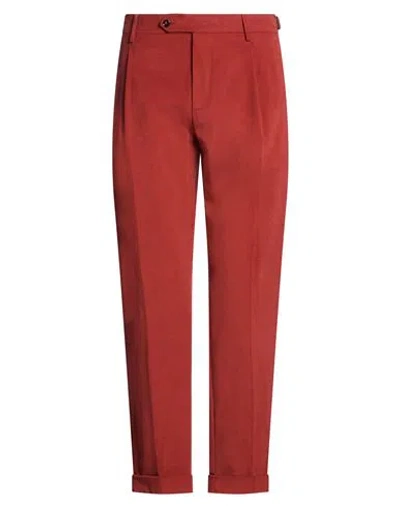 Berwich Man Pants Brick Size 38 Cotton, Elastane In Red