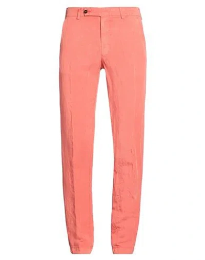 Berwich Man Pants Coral Size 32 Lyocell, Linen In Pink