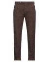 Berwich Man Pants Dark Brown Size 34 Cotton, Linen