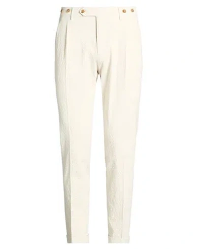 Berwich Man Pants Ivory Size 34 Cotton, Elastane In Neutral