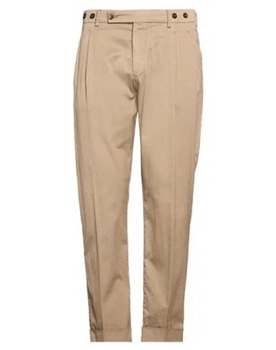 Berwich Man Pants Khaki Size 36 Cotton, Silk, Elastane In Brown