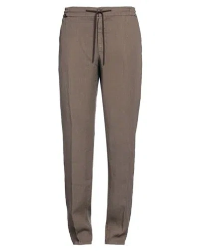 Berwich Man Pants Khaki Size 38 Linen In Neutral
