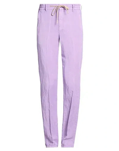 Berwich Man Pants Lilac Size 28 Lyocell, Linen In Purple