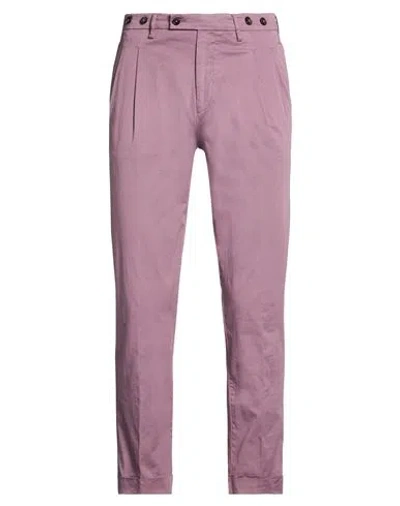 Berwich Man Pants Mauve Size 34 Cotton, Elastane In Purple