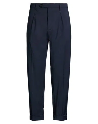 Berwich Man Pants Navy Size 34 Polyester, Wool, Elastane In Blue