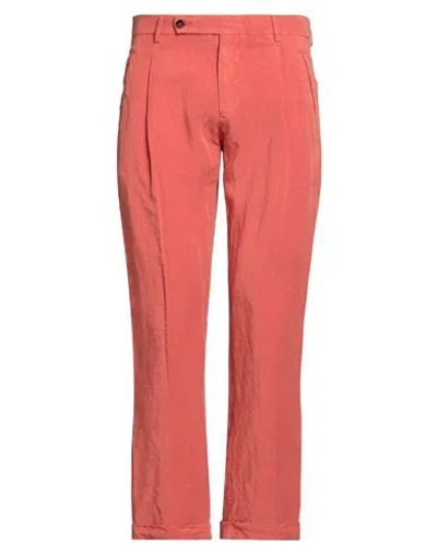 Berwich Man Pants Orange Size 34 Lyocell, Linen In Red