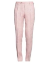 Berwich Man Pants Pink Size 38 Linen In Pink