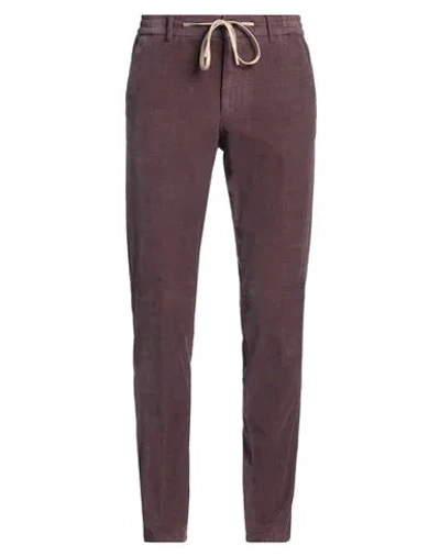 Berwich Man Pants Plum Size 34 Cotton, Elastane In Purple
