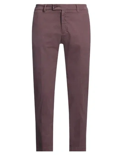 Berwich Man Pants Plum Size 34 Cotton, Elastane In Purple