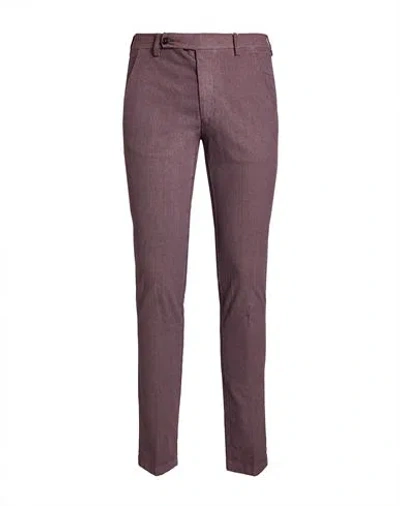 Berwich Man Pants Purple Size 28 Cotton, Elastane In Brown