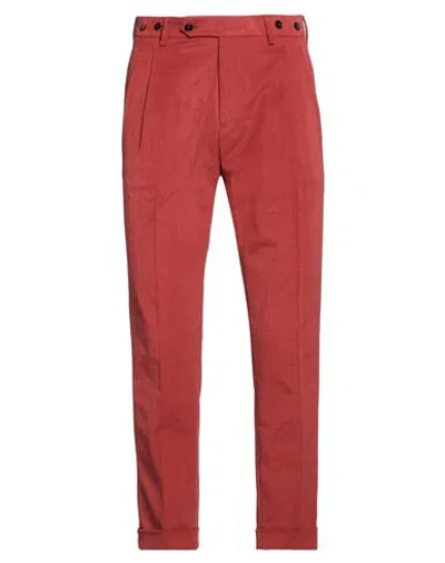 Berwich Man Pants Rust Size 32 Cotton, Elastane In Red