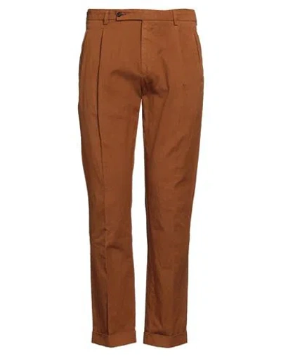 Berwich Man Pants Rust Size 36 Cotton, Linen In Multi