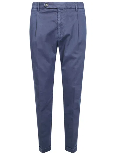 Berwich Pleated-detail Cuffed-hem Trousers In Blue