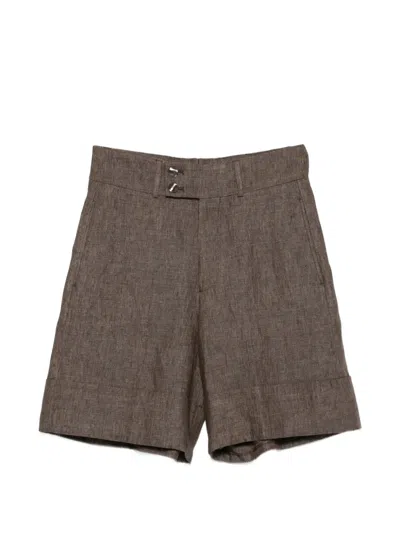 Berwich Nadine Double-buttoned Turn-up Shorts In Brown