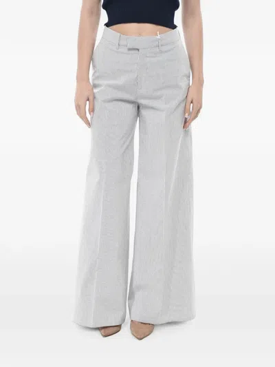 Berwich Nina Striped Wide-leg Trousers In Gray